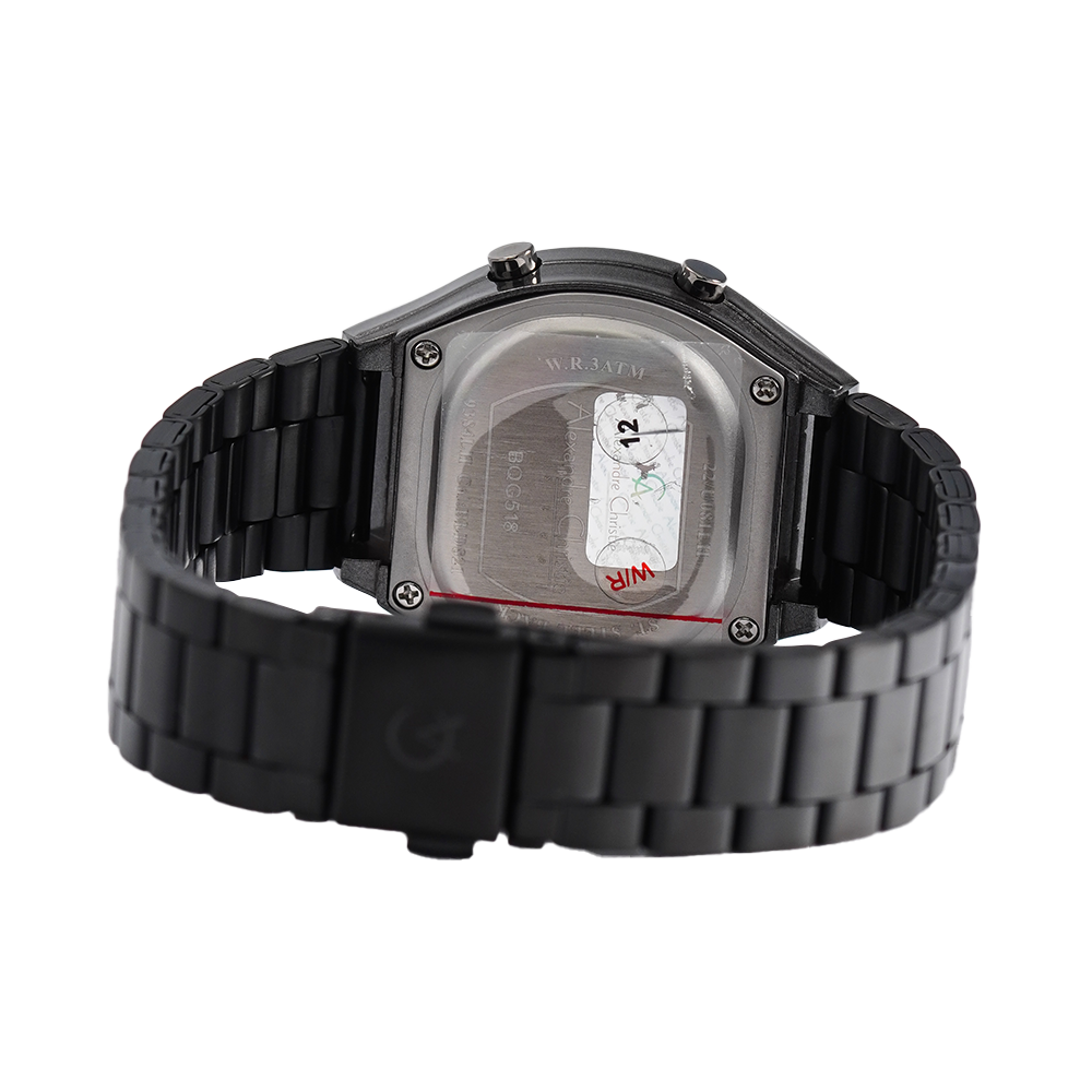 Jam Tangan Alexandre Christie AC 9384 LHBIPBA Women Digital Dial Black Stainless Steel Strap