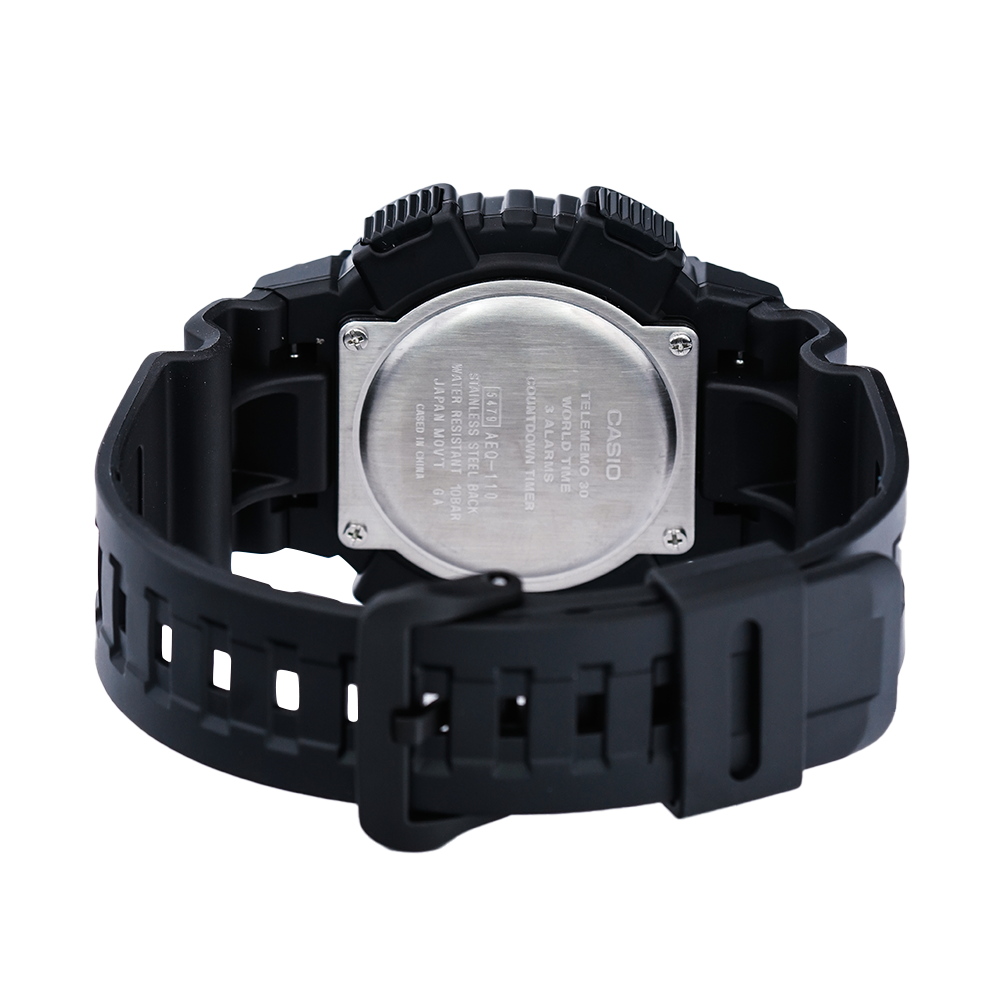 Jam Tangan Casio General AEQ-110BW-9A Men Water Resistant 100M Black Resin Band