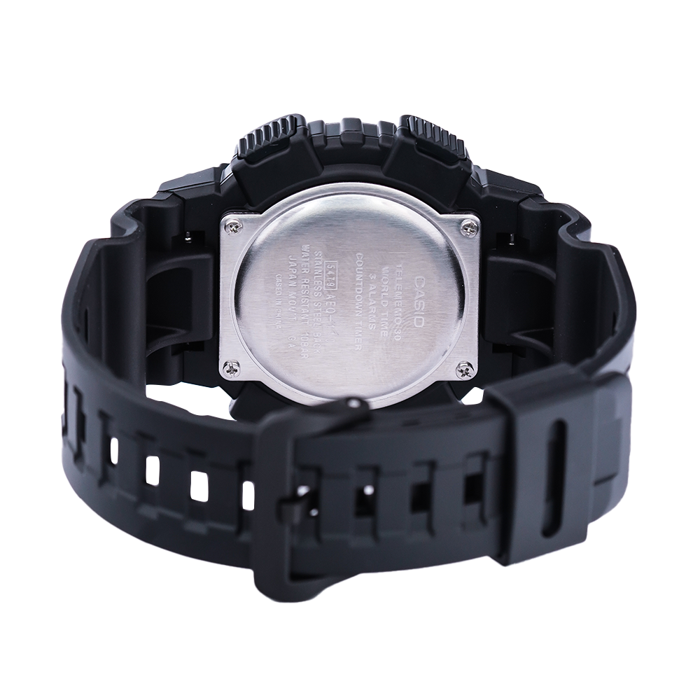 Jam Tangan Casio Youth AEQ-110W-1A2 Men Black Analog-Digital Dial Black Resin Band