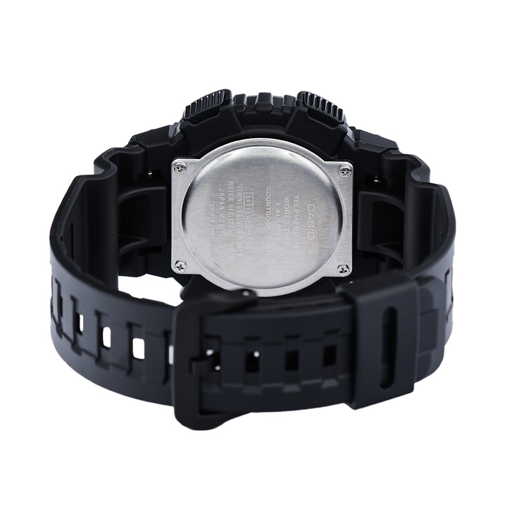 Jam Tangan Casio General AEQ-110W-1A3 Men Digital Analog Dial Black Resin Band