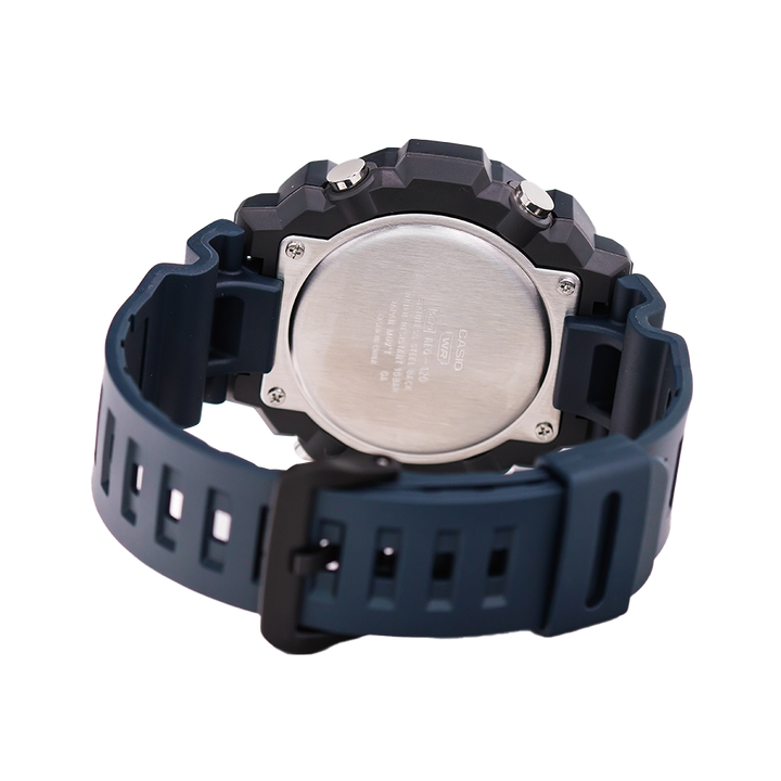 Jam Tangan Casio Standard AEQ-120W-2A Men World Time Digital-Analog Dial Navy Blue Resin Strap