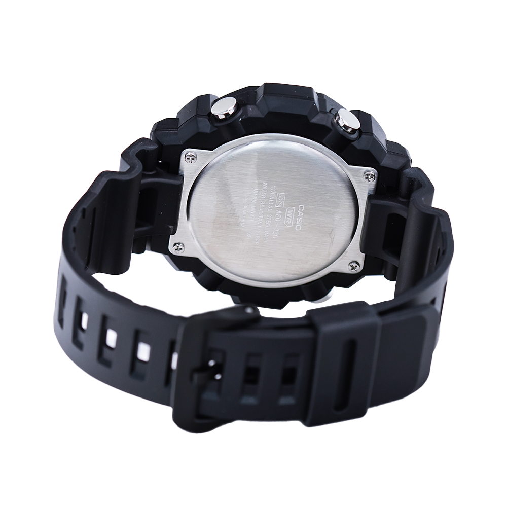 Jam Tangan Casio General AEQ-120W-9A Men Black Digital Analog Dial Black Resin Band
