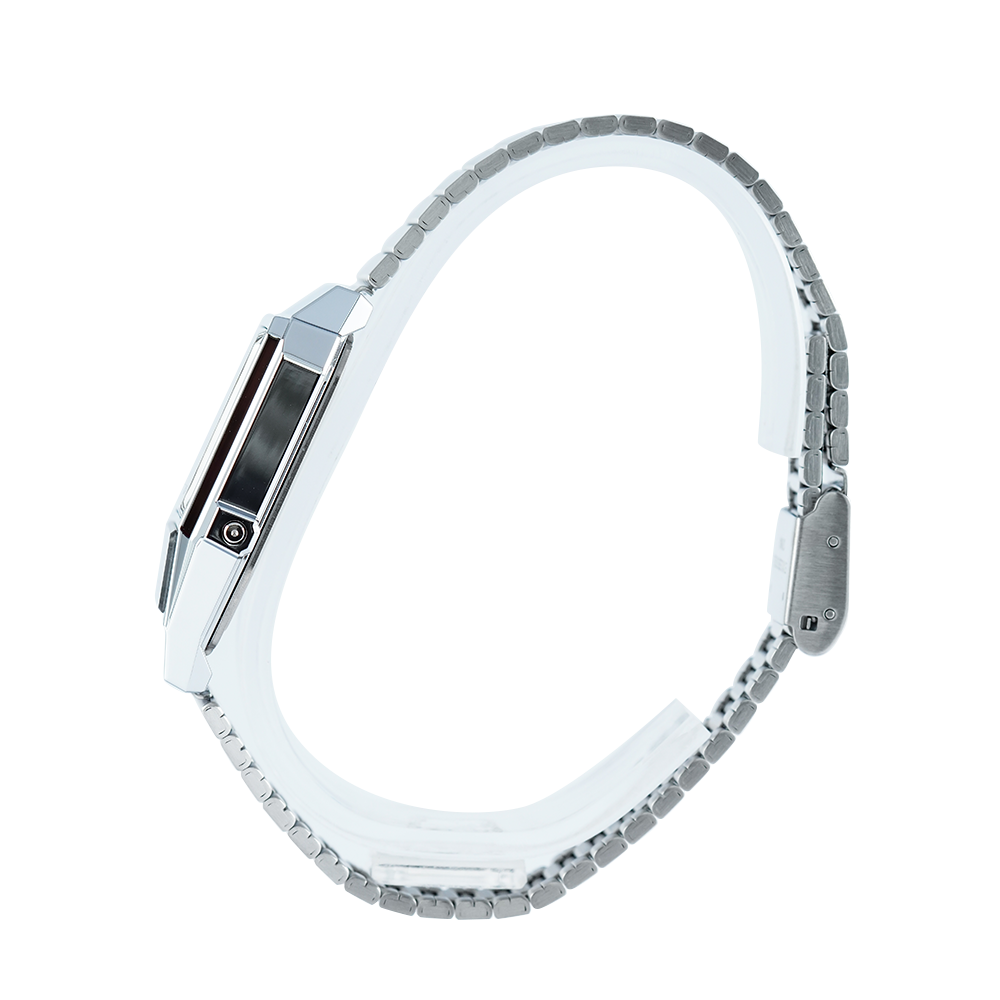 Jam Tangan Casio Vintage AQ-800E-7A Unisex White Analog Digital Dial Stainless Steel Band