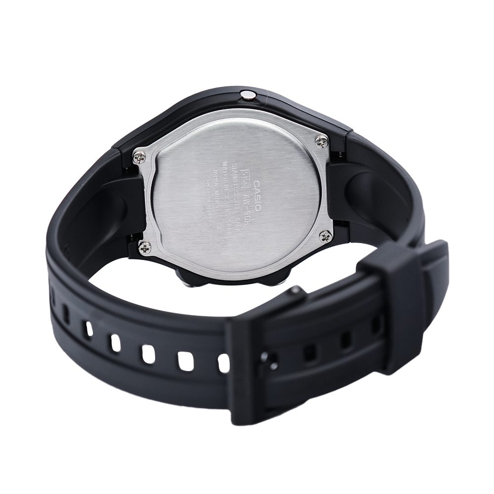 Jam Tangan Casio General AW-90H-9E Unisex Digital Analog Dial Black Resin Strap