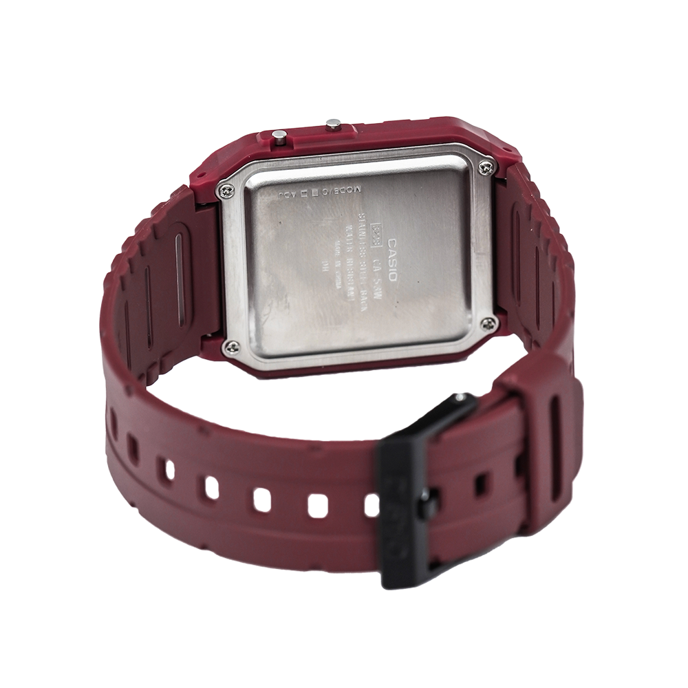 Jam Tangan Casio General Data Bank CA-53WF-4B Men Digital Dial Red Resin Band