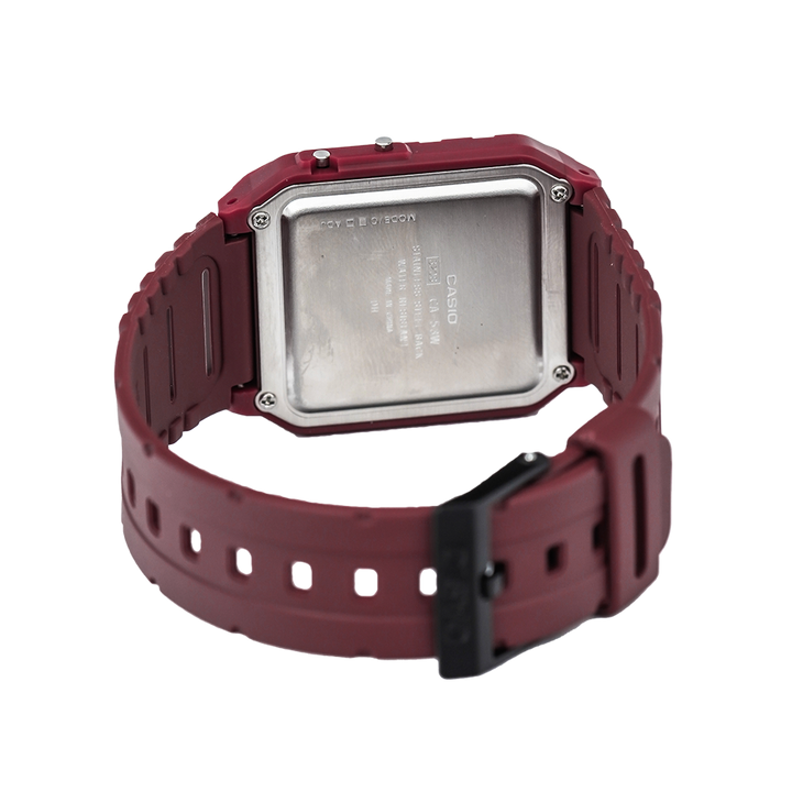 Jam Tangan Casio General Data Bank CA-53WF-4B Men Digital Dial Red Resin Band