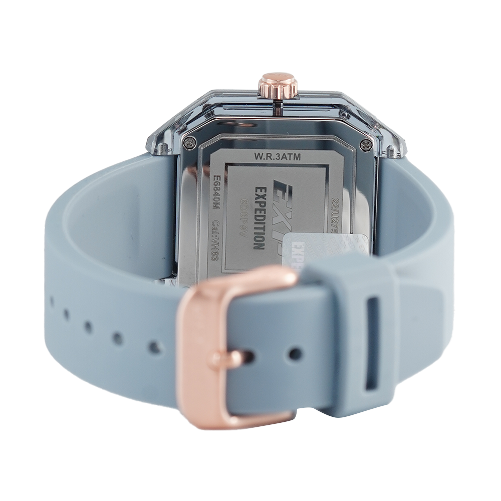 Jam Tangan Expedition EXP EX 6840 MFRRGBAGR Unisex Black Dial Blue Rubber Strap