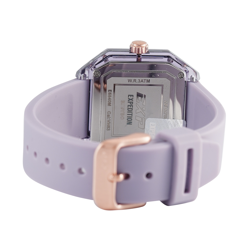 Jam Tangan Expedition EXP EX 6840 MFRRGBAPU Unisex Men Black Dial Purple Rubber Strap