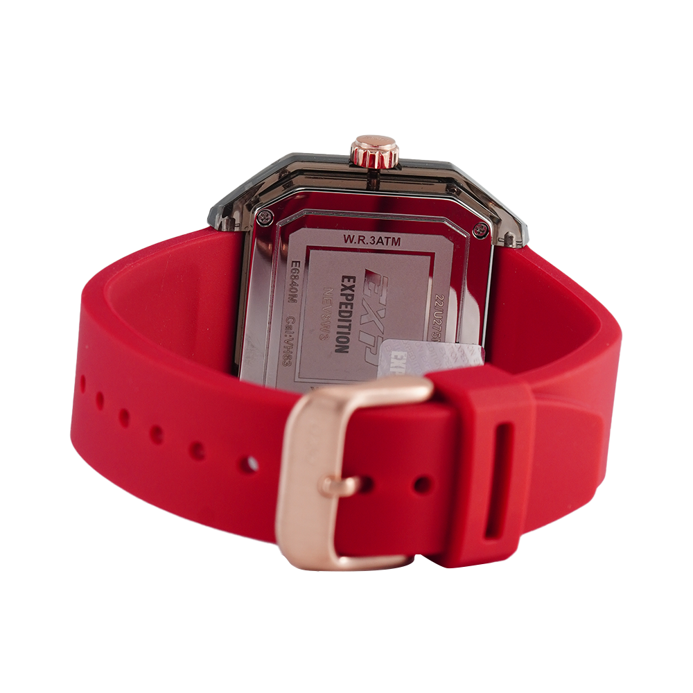 Jam Tangan Expedition EXP EX 6840 MFRRGBARE Unisex Black Dial Red Rubber Strap