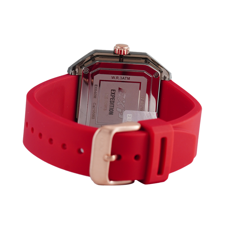 Jam Tangan Expedition EXP EX 6840 MFRRGBARE Unisex Black Dial Red Rubber Strap