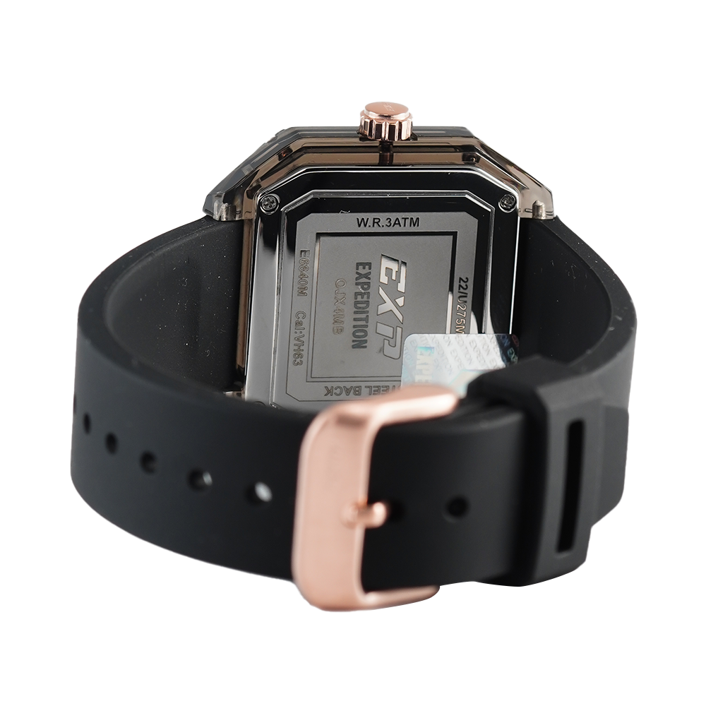 Jam Tangan Expedition EXP EX 6840 MFRRGBA Unisex Black Dial Black Rubber Strap
