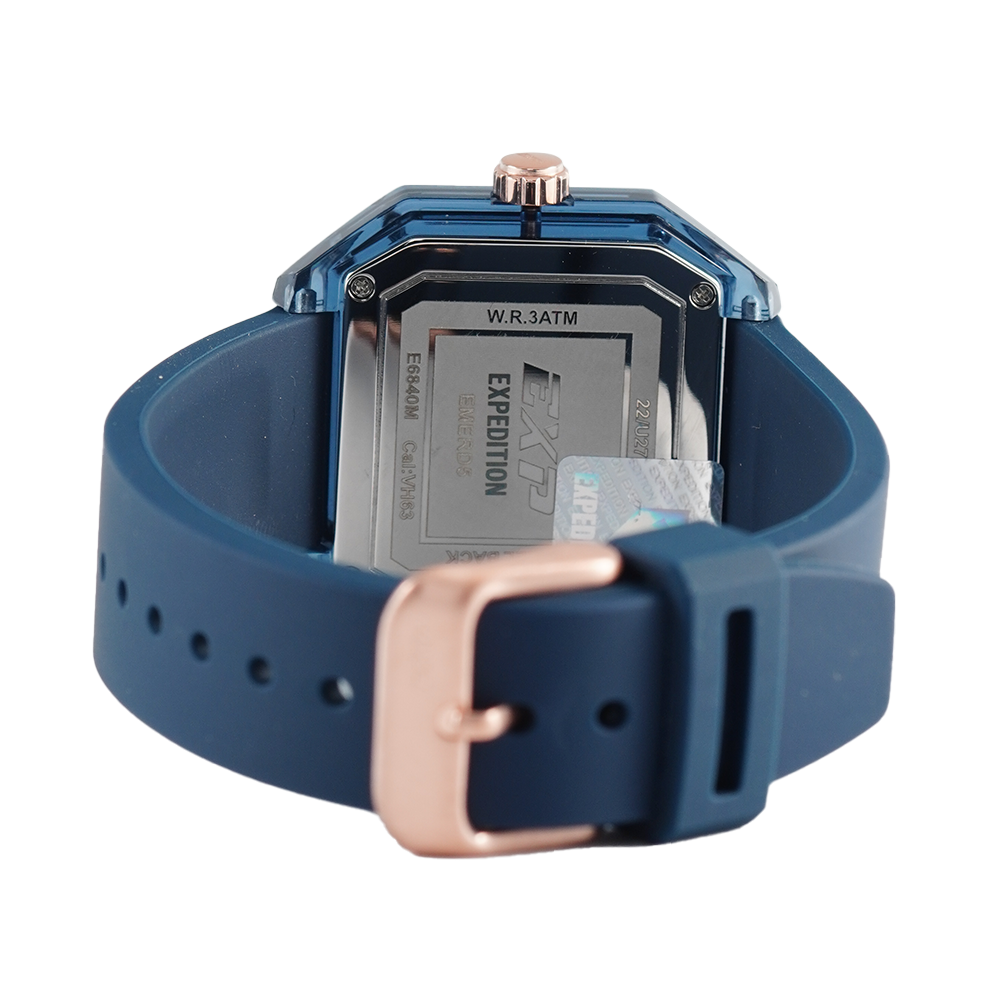 Jam Tangan Expedition EXP EX 6840 MFRRGBU Unisex Black Dial Blue Rubber Strap