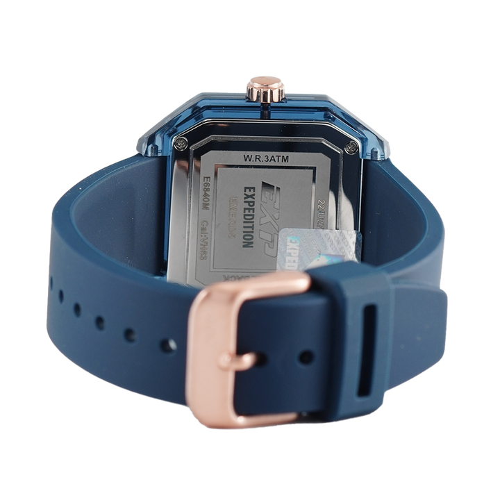 Jam Tangan Expedition EXP EX 6840 MFRRGBU Unisex Black Dial Blue Rubber Strap