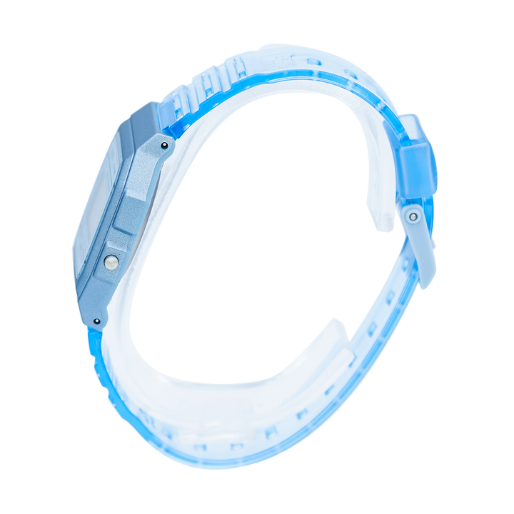 Jam Tangan Casio POP F-91WS-2D Women Digital Dial Blue Transparent Resin Band