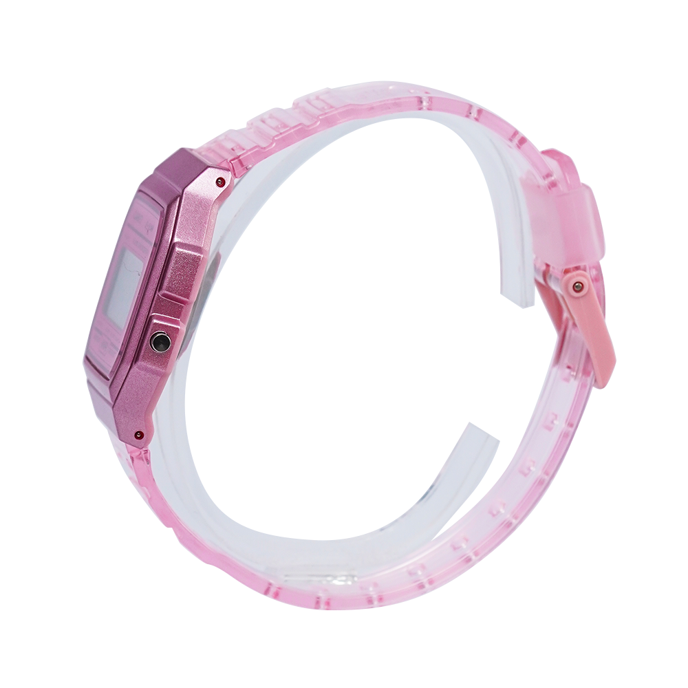 Jam Tangan Casio POP F-91WS-4D Women Digital Dial Pink Transparent Resin Band