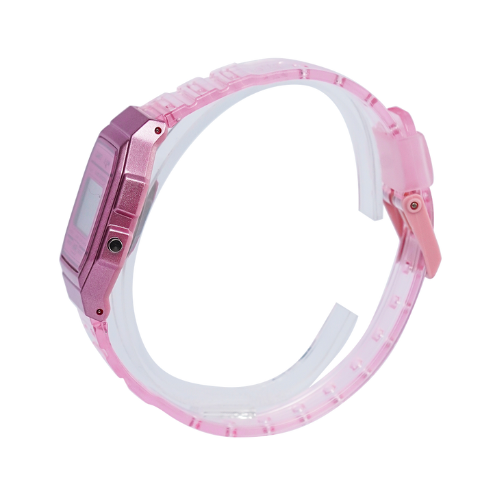 Jam Tangan Casio POP F-91WS-4D Women Digital Dial Pink Transparent Resin Band