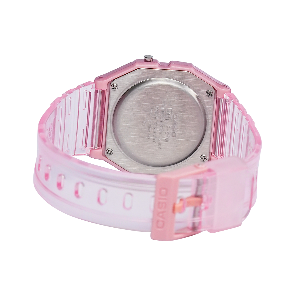 Jam Tangan Casio POP F-91WS-4D Women Digital Dial Pink Transparent Resin Band
