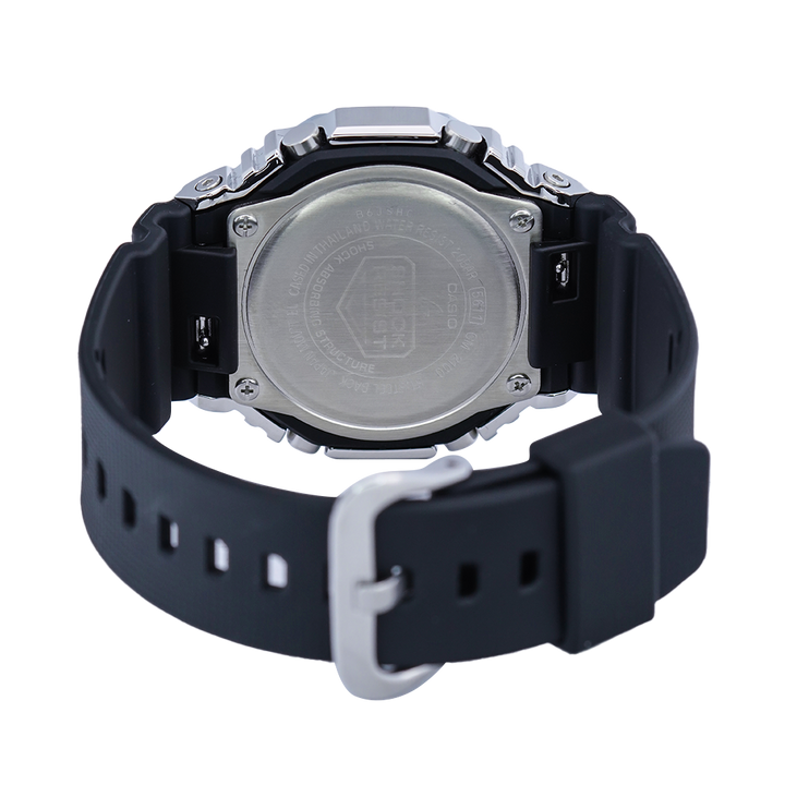 Jam Tangan Casio G-Shock GM-2100-1A Men CasiOak Metal Covered Grey Analog Digital Dial Black Resin Band