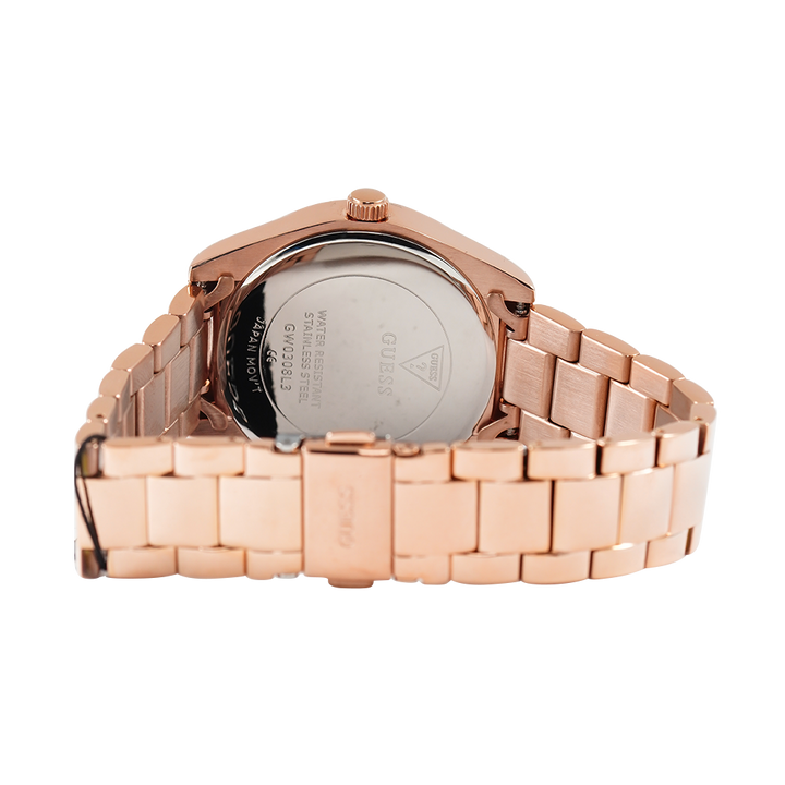 Jam Tangan GUESS GW0308L3 Women White Sunray Dial Rose Gold Stainless Steel Strap