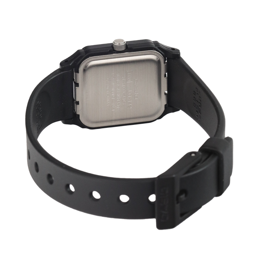 Jam Tangan Casio POP LQ-142E-7A Women Silver Dial Black Resin Band