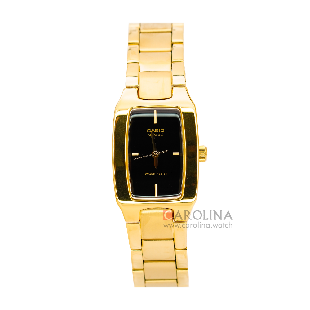 Jam Tangan Casio LTP-1165N-1C Women Black Dian Gold Stainless Steel Band