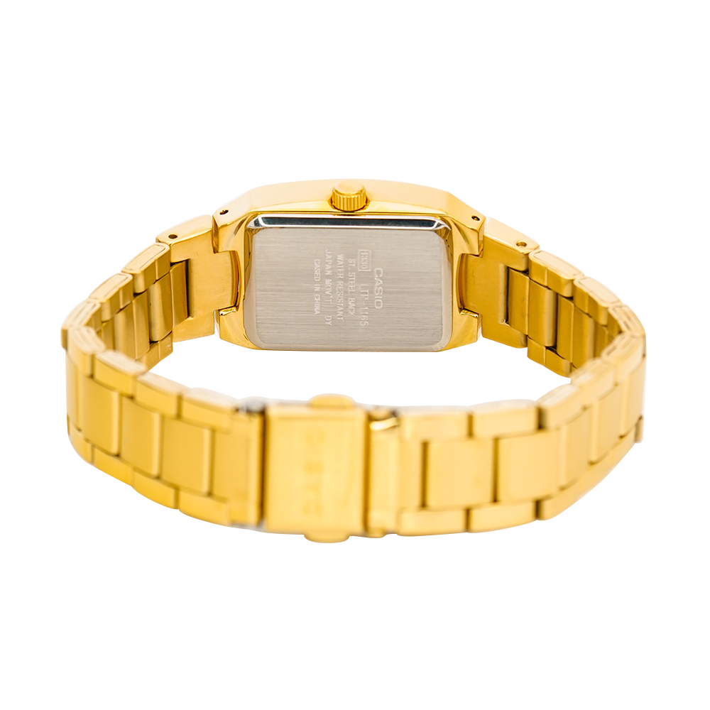 Jam Tangan Casio LTP-1165N-1C Women Black Dian Gold Stainless Steel Band