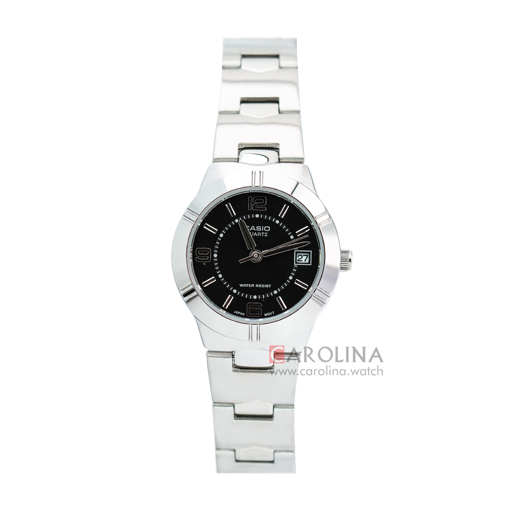 Jam Tangan Casio General LTP-1241D-1A Women Black Dial Stainless Steel Band