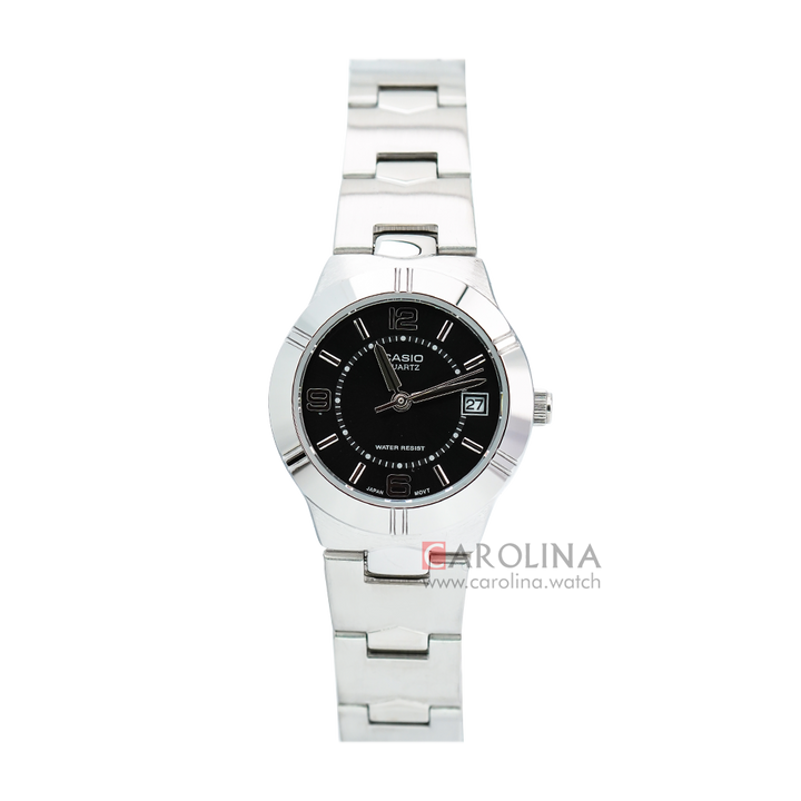 Jam Tangan Casio General LTP-1241D-1A Women Black Dial Stainless Steel Band