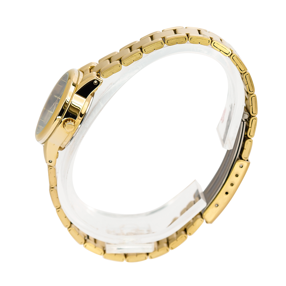 Jam Tangan Casio General LTP-V002G-1B Women Black Dial Gold Stainless Steel Band