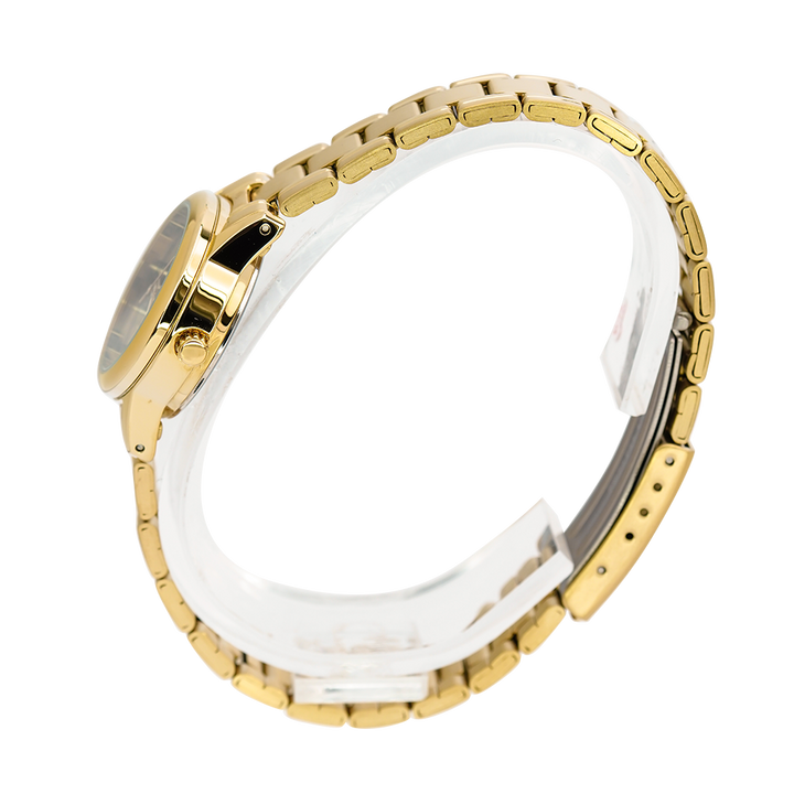Jam Tangan Casio General LTP-V002G-1B Women Black Dial Gold Stainless Steel Band