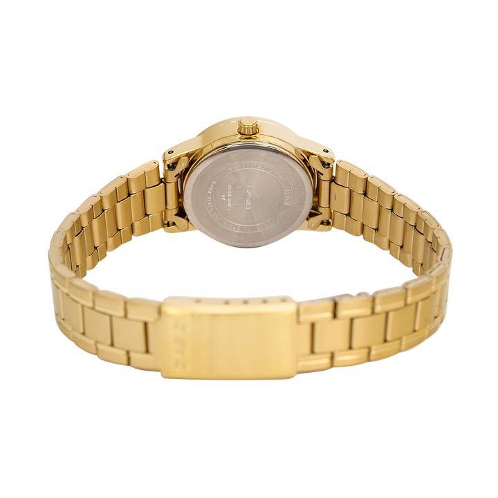 Jam Tangan Casio General LTP-V002G-1B Women Black Dial Gold Stainless Steel Band