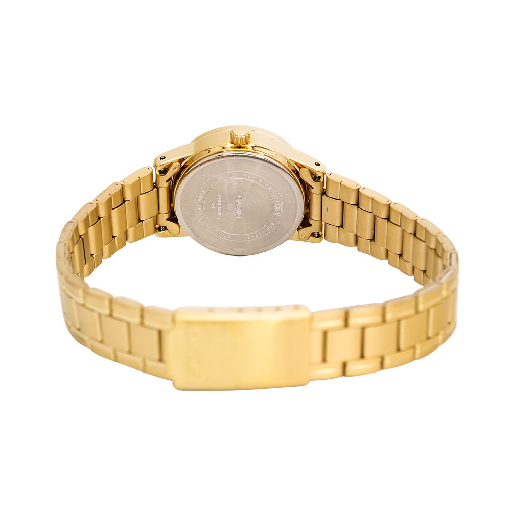 Jam Tangan Casio General LTP-V002G-7B Women White Dial Gold Stainless Steel Band