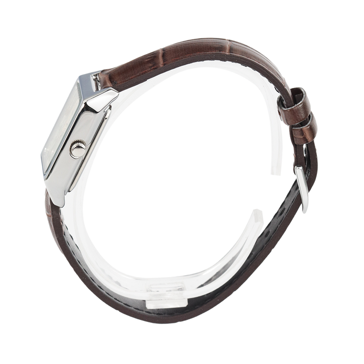 Jam Tangan Casio General LTP-V007L-9E Tank Women Champagne Dial Brown Leather Band