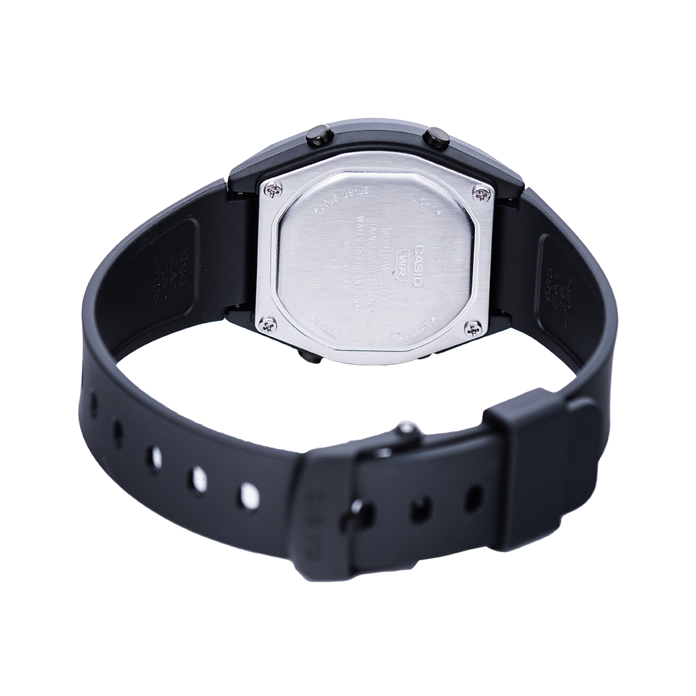 Jam Tangan Casio General LW-204-1B Women Digital Dial Black Rubber Strap