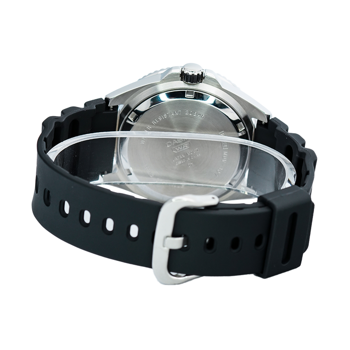 Jam Tangan Casio MDV-107-1A3 Men Black Dial Black Resin Band