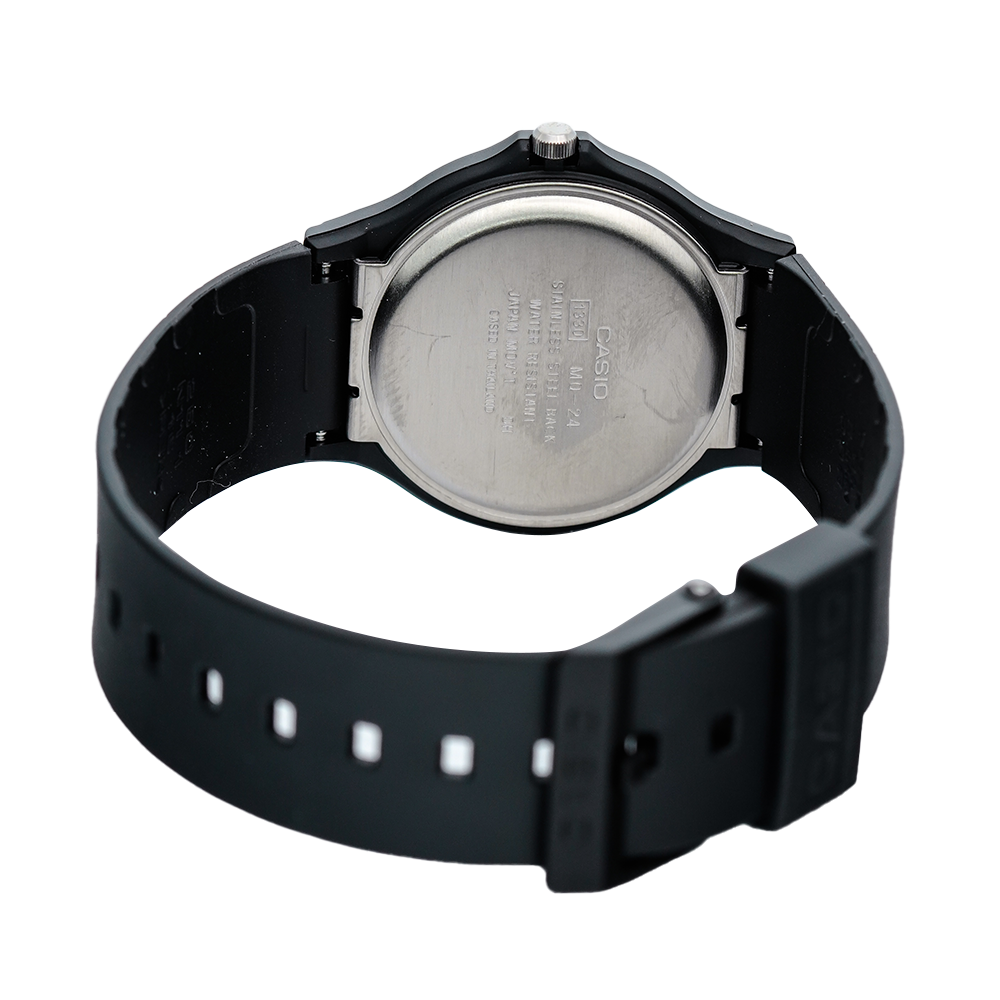 Jam Tangan Casio General MQ-24-1B Men Classic Black Dial Black Rubber Strap