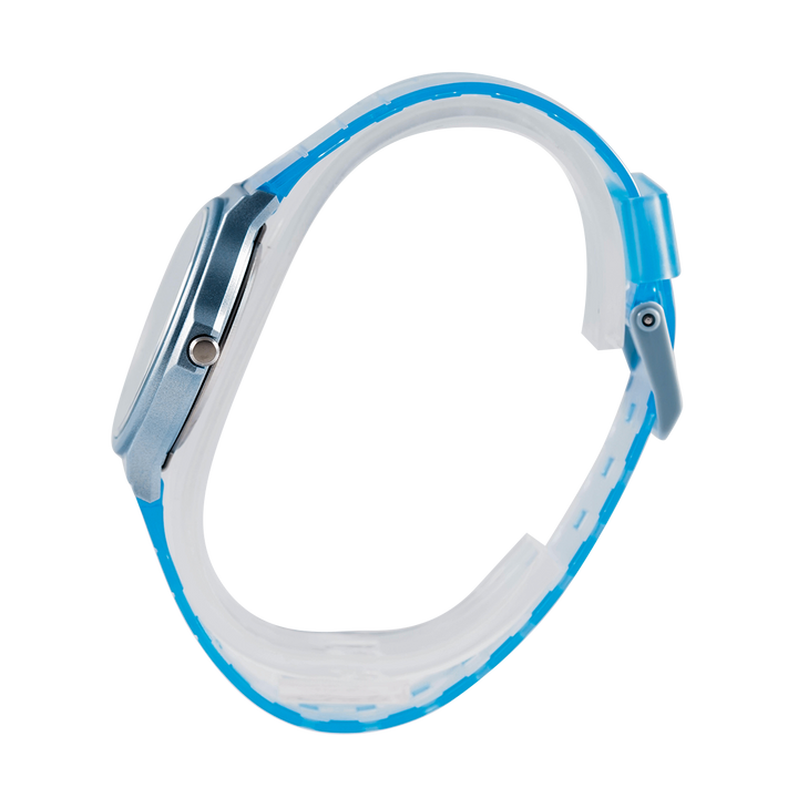 Jam Tangan Casio MQ-24S-2B Women Silver Dial Blue Transparent Resin Band