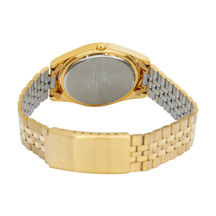 Jam Tangan Casio General MTP-1129N-7A Men White Dial Gold Stainless Steel Band
