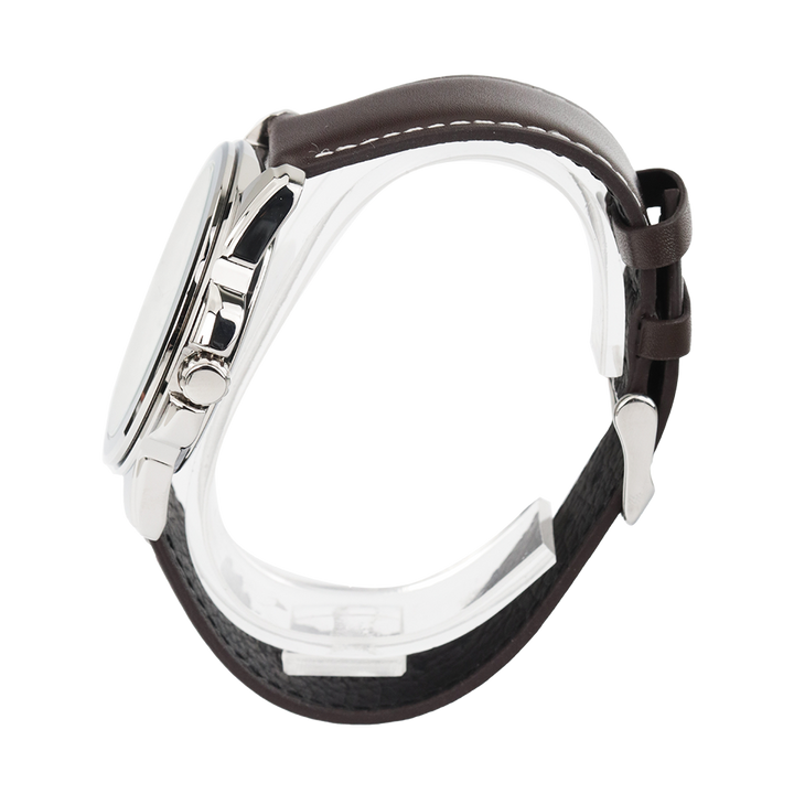 Jam Tangan Casio MTP-1314L-7A Enticer Men White Dial Dark Brown Leather Band