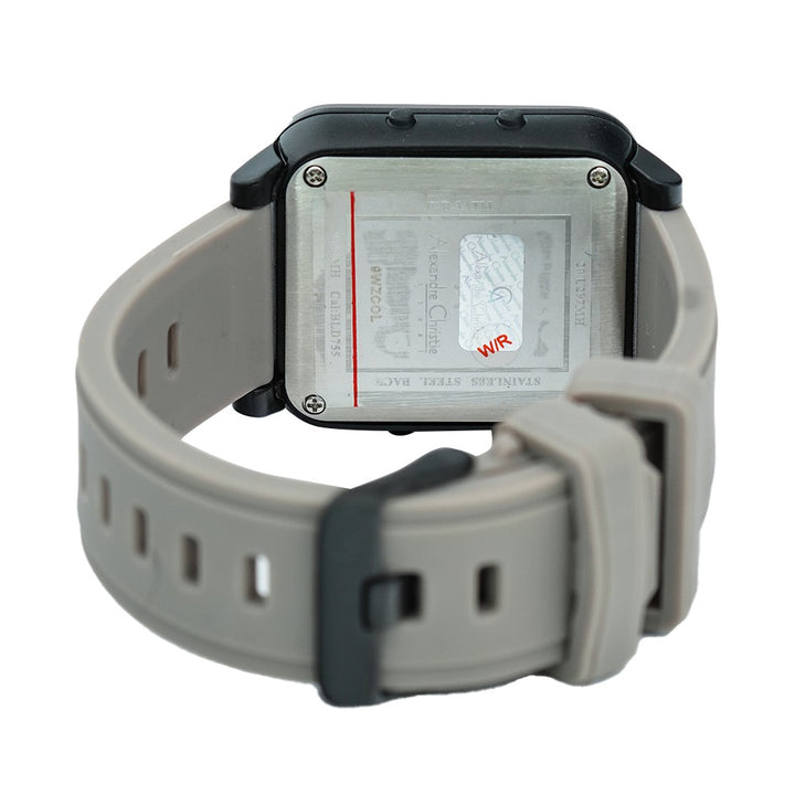 Jam Tangan Alexandre Christie Digi AC 9344 MHRGRBA Men Black Dial Grey Rubber Strap