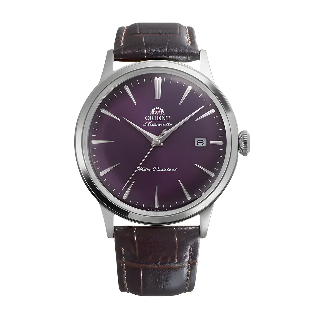 Jam Tangan Bambino RA-AC0032V Men Mechanical Purple Gradation Dial Brown Leather Strap