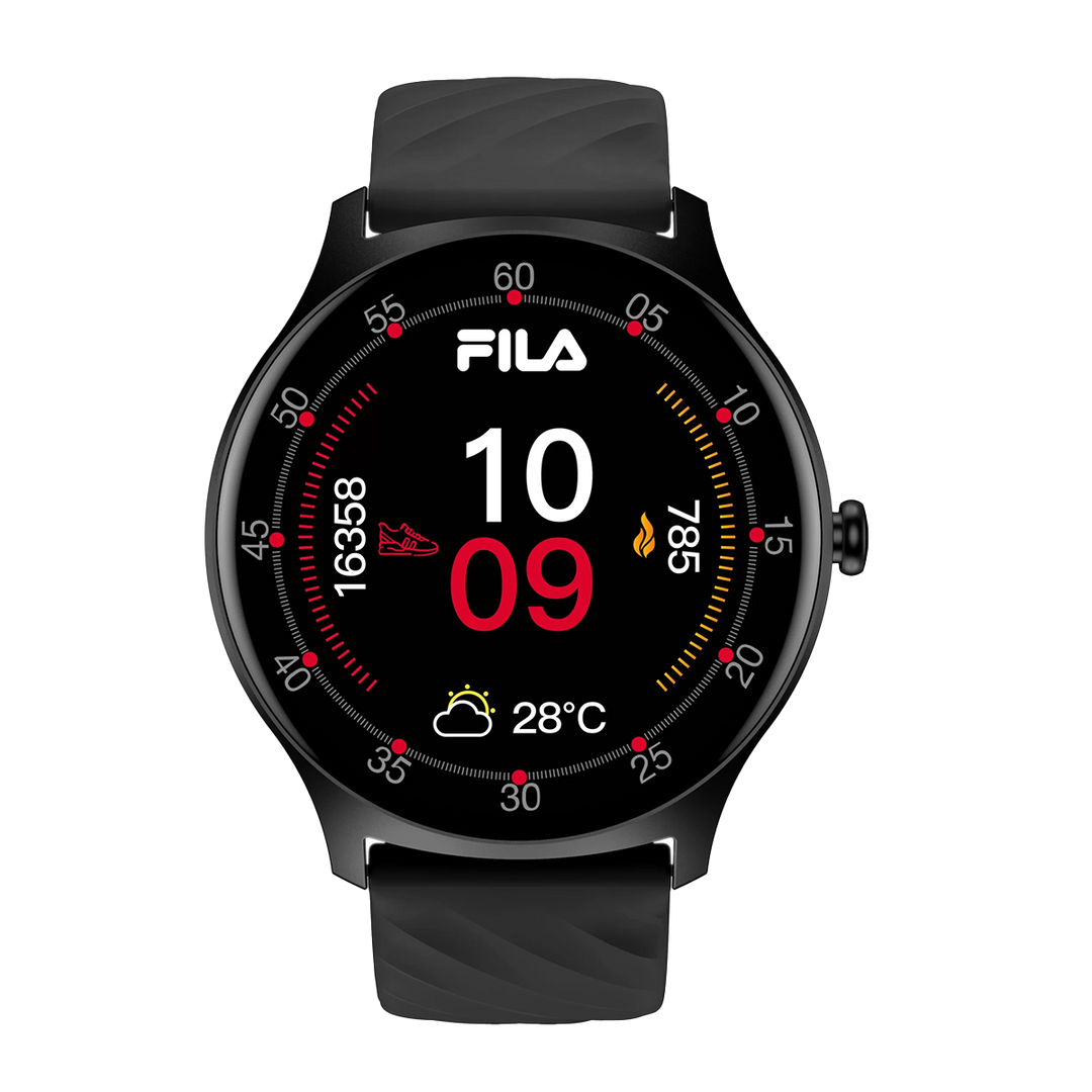 Jam Tangan Unisex Fila Smart Watch FL38SW38B Full Screen Touch Display Black Silicone Strap