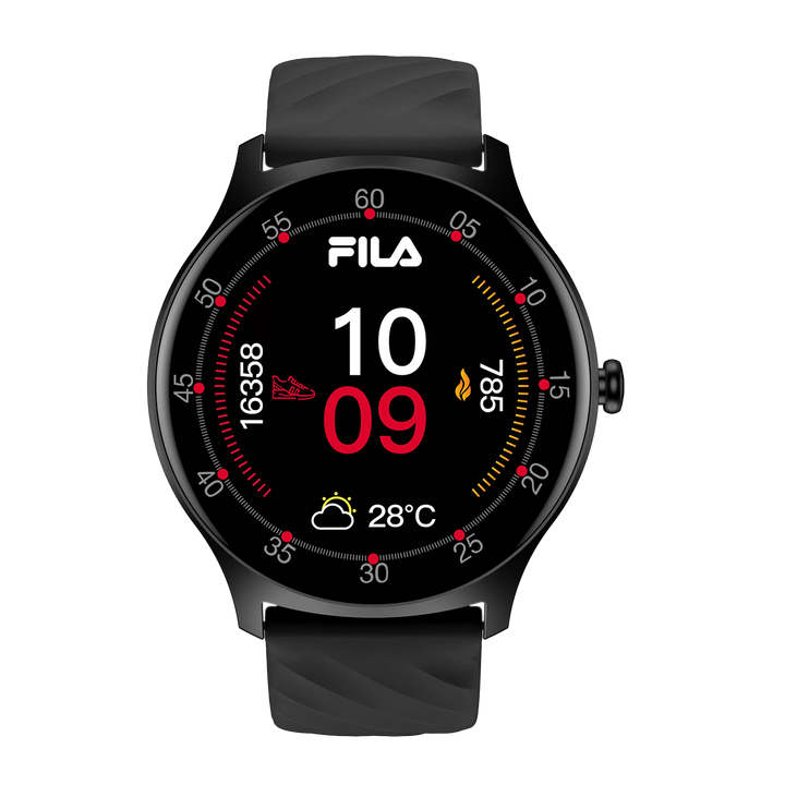 Jam Tangan Unisex Fila Smart Watch FL38SW38B Full Screen Touch Display Black Silicone Strap