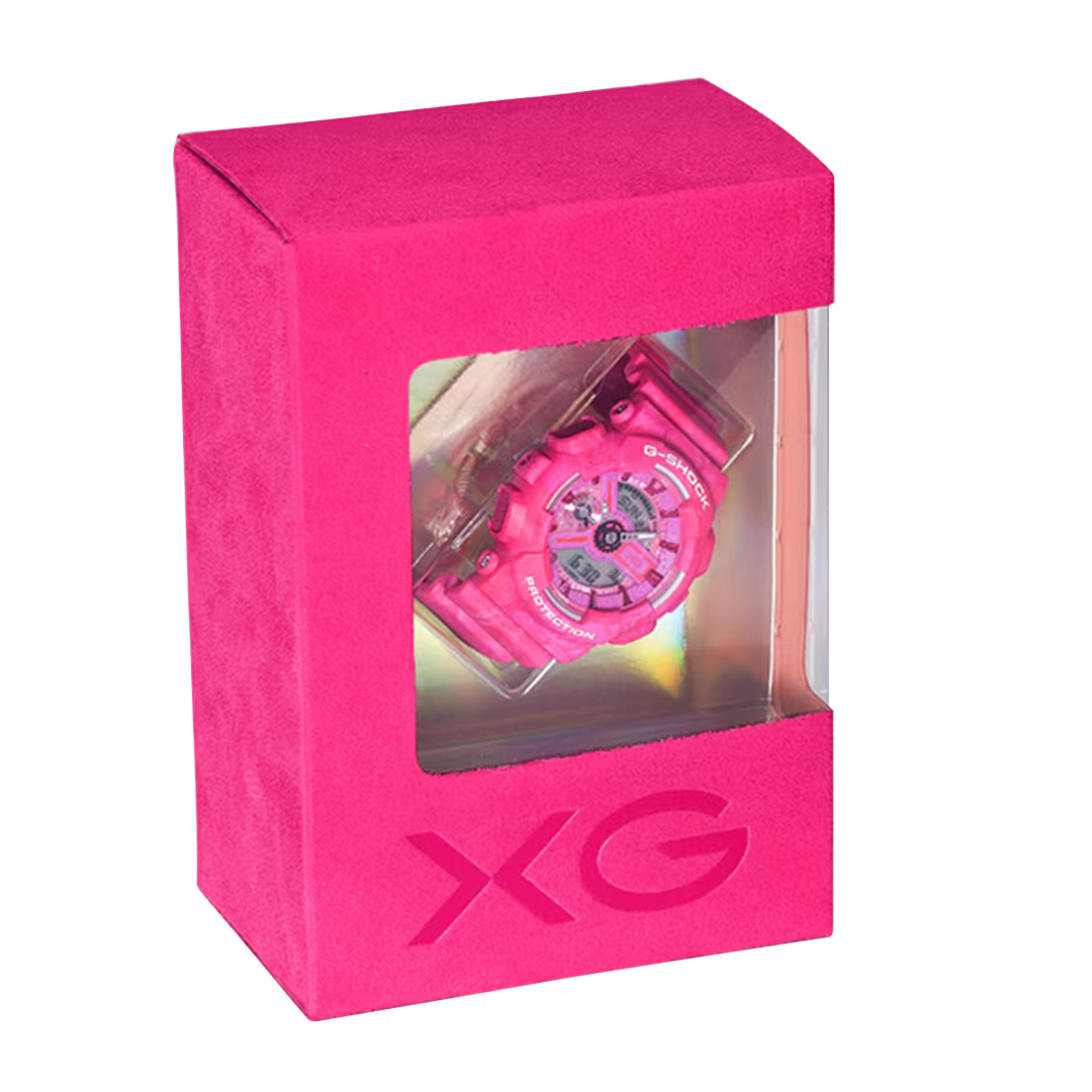 Jam Tangan Casio G-Shock x XG GMA-S110XG-4A Women Digital Analog Dial Pink Marbled Resin Band