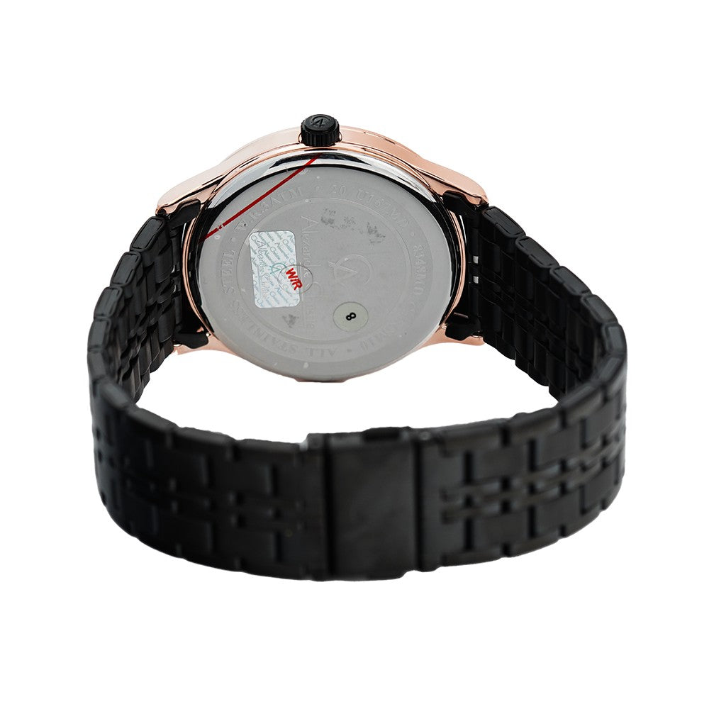 Jam Tangan Alexandre Christie AC 8348 MDBBRBA Men Black Dial Black Stainless Steel Strap