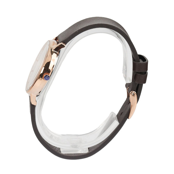 Jam Tangan Alexandre Christie Classic AC 8420 LDLRGSL Women White Dial Brown Leather Strap