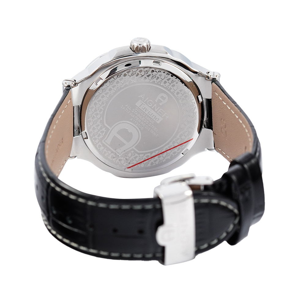 Jam Tangan AIGNER A113125 Men Dual Color Dial Black Leather Strap