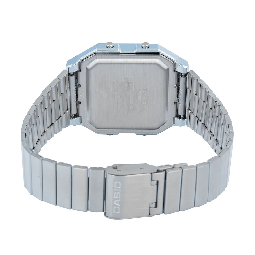 Jam Tangan Casio Vintage A130WE-1A Unisex Digital Dial Stainless Steel Strap