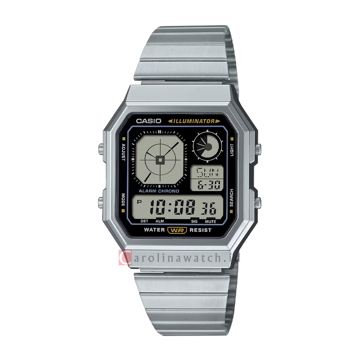 Jam Tangan Casio Vintage A130WE-1A Unisex Digital Dial Stainless Steel Strap