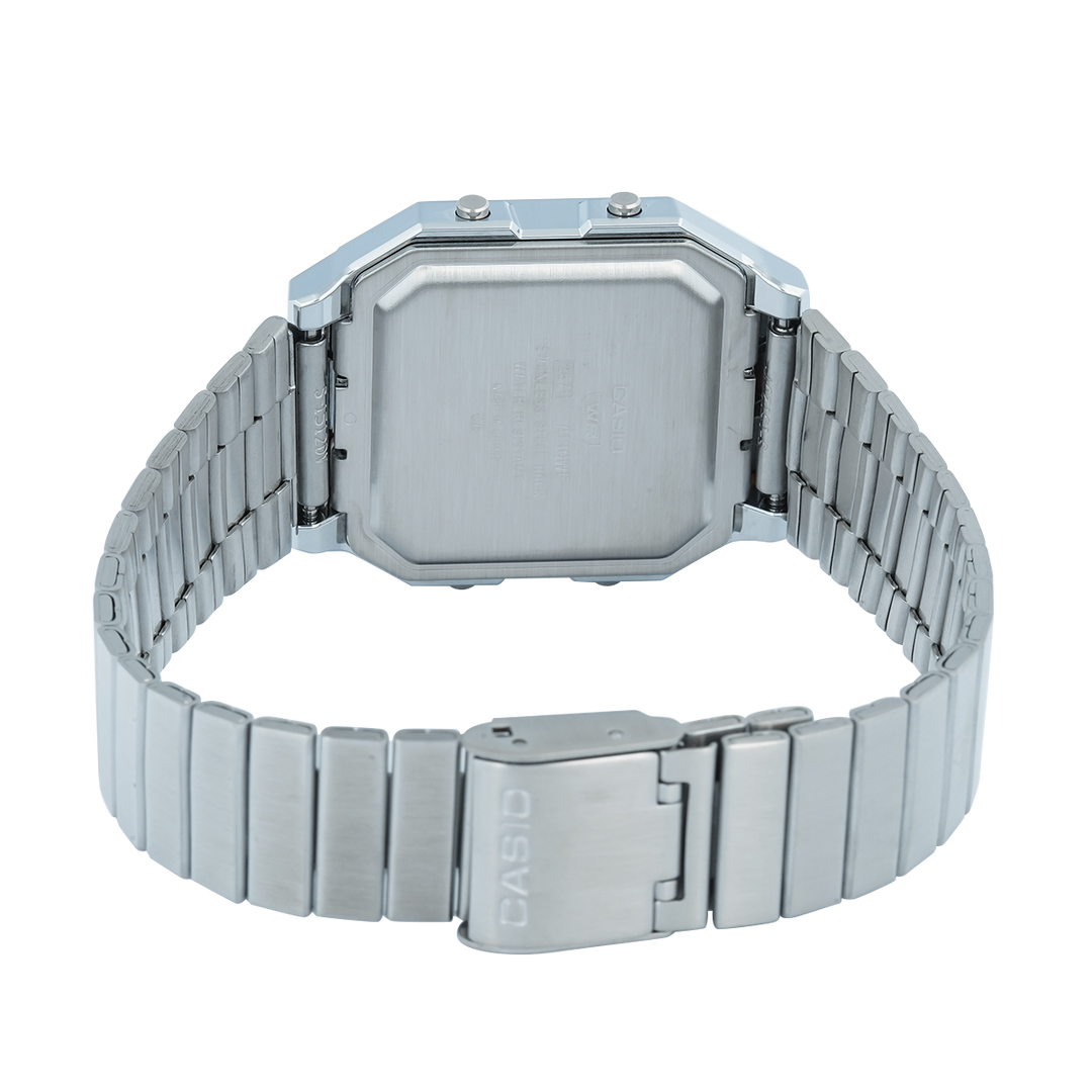 Jam Tangan Casio Vintage A130WE-7A Unisex Digital Dial Stainless Steel Strap